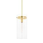 Product Image 1 for Haisley Large Gold Clear Glass Cylinder Pendant Light from Mitzi