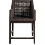 Front view of Peninsula Mahogany Counter Stool without cushion showing woven rattan seat