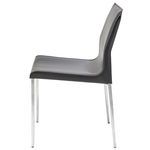 Colter Dining Chair side profile showing slight curve of padded seat and backrest on chrome legs