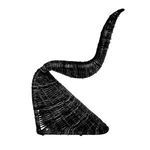 Opposite side profile showing smooth curved form and textural rattan weave of stool