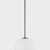 Scranton Pendant shown from side view emphasizing rounded shape and metal ceiling mount