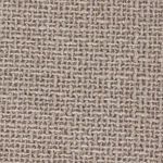 Short end view of ottoman showcasing the fabric texture and wooden plinth base