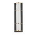 Blaine sconce front view with opaque white glass tube differing from milky glass in primary