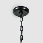 Black ceiling mount plate and chain links for hanging chandelier