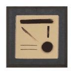 Abstract painting Study 17 by Jess Engle with bold black brushstrokes on natural canvas, framed with textured dark mat