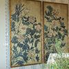 Garden Study I painting hung on patterned wallpaper alongside identical floral painting, showing room context