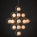 Side perspective of Storrs Chandelier showing layered glass globes and loops
