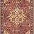 Loren rug shown as a runner with repeated medallion design in rich reds and navy accents