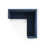Repeat straight back view emphasizing clean lines and rich navy velvet finish