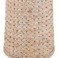 Close-up of base showing tightly braided water hyacinth strands with whitewash finish and natural tan hues