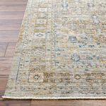 Detailed corner view highlighting subtle fringe and edge binding on the traditional patterned rug
