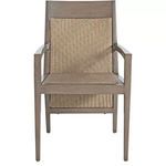 Savannah arm chair front view showcasing woven raffia back and seat without cushion
