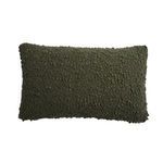 Rectangular Murphy Pillow shown from the back with tight bouclé texture in dark olive