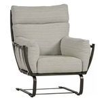 Slate gray aluminum outdoor lounge chair with plush cushions and spring base frame