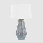 Alloway Table Lamp tall profile, viewed from left side showing tapered base and linen shade shape