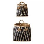Product Image 1 for Set Of 2 Beige & Black Wicker Baskets With Handles & Tassels from Creative Co-Op
