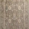 Traditional-style area rug with muted sage, blush, and beige in an intricate antique-inspired pattern