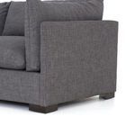 Close-up detail of seat cushions seam and fabric texture on charcoal Westwood sectional