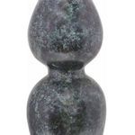 Luganzo Small Bronze Vase with jade green patina, undulant turned wood shape, and polished gold ring at the neck