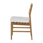 Side view focusing on chair’s frame support bars and cushion thickness