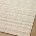 Detailed view of Chris Natural Sage Rug edge showing neat binding and striped wool texture