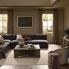 Morelli Alani rug in a sunlit living room with low modern seating and dark wood flooring