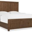 Driftwood King Panel Bed in worn saddle finish with tall paneled headboard and matching footboard