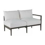 Santa Barbara Slate Gray Aluminum Right Arm Facing outdoor sectional with white cushions and clean metal frame