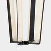 Close-up of bottom frame of Edgemere Pendant showing alabaster panels and black metal base