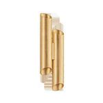 Rylane Wall Sconce with white background, focusing on smooth cylindrical tubes and gold finish.