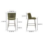 Front and side views with dimensions overlayed for height, width, and depth