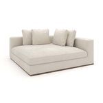 Diagonal front-left view showing the full seat cushion and all pillows on the Bello Corner Right Facing Chaise