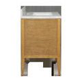 Right side view showing the rattan slat texture and partially opened drawers