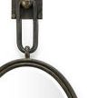 Close-up of antiqued bronze square wall hook and ring suspension detail