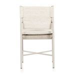 Rear view of chair’s woven backrest and seat with support bars visible under seat