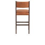 Rear view of stool displaying backrest panel and parallel back legs with footrest bars