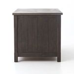 Rear view of Ian Kitchen Island showing vertical wood paneling on back