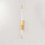 Rosco Wall Sconce with slim vertical edge-lit acrylic rod inside extruded glass and brass metalwork mounting