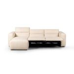 Front view with both right seats fully reclined and adjustable headrest extended