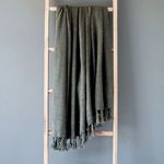 Washed Linen Throw, Olive Green image 1