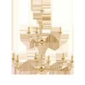 Nottaway Two-Tier Gold Chandelier with minimalist fluid gold arms extending from petite cog stems and delicate ring detail...