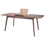 Extended Loel Dining Table with middle leaf in upright storage position