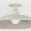 Front view of flush mount ceiling light showing smooth curved shade and bulb underneath