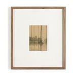 Reflection by Chelsea Fly painting of muted tree reflections in water with rustic 1.5 walnut wood frame