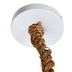 Ceiling mount with white round canopy and braided cord entering center