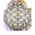 Polyhedron Small Pendant with muted white glass and brass frame shown on white background