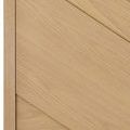 Side view of cabinet opposite side showing vertical oak grain and simple profile