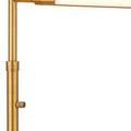 Close-up on lamp's light arm, showing luminated tubular LED diffuser and brass structure