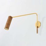 Side angle showing the extended swing arm and rattan handle wrapped detail