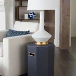 Product Image 7 for Octavia Blue Lacquered Linen Geometric Side Table from Villa & House